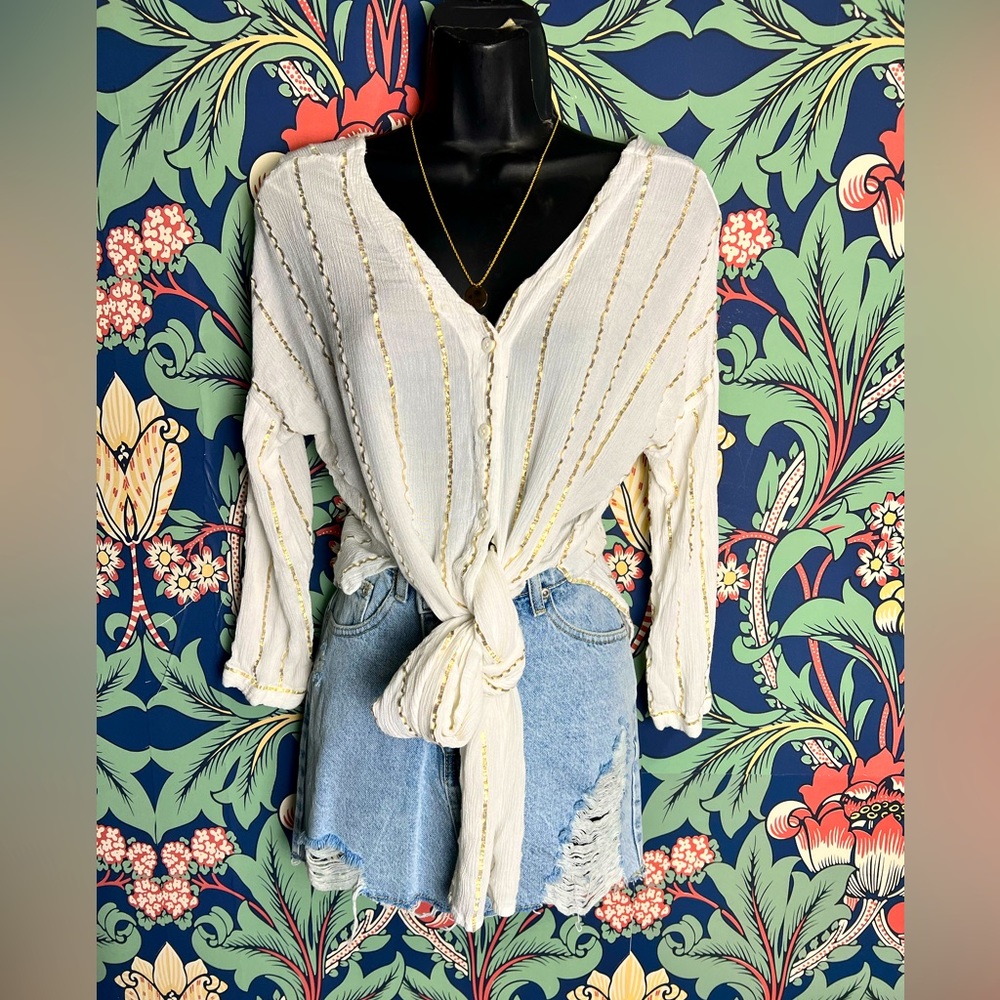 White and gold tunic dress